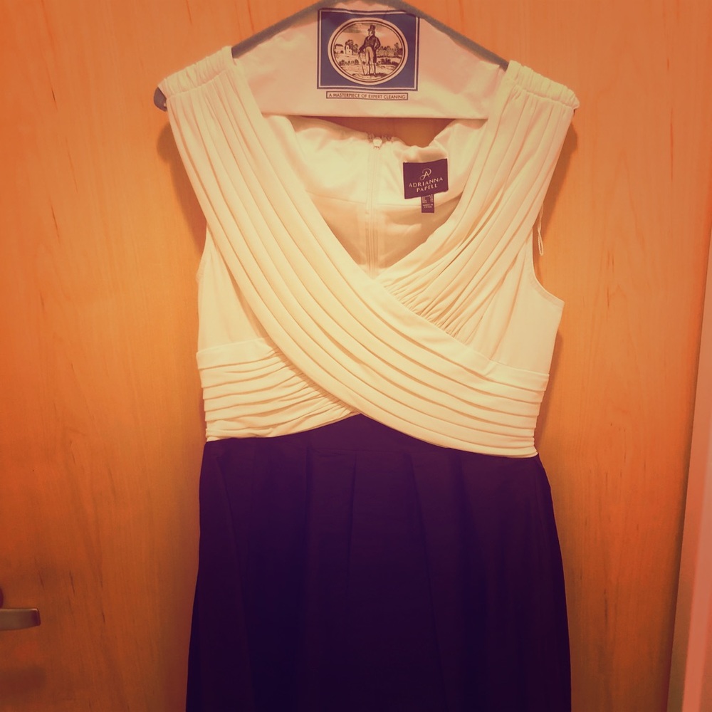An Adrianna Papell black and white dress